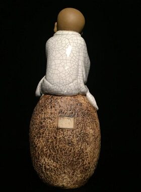 石湾公仔禅意小和尚陶瓷摆件客厅玄关电视柜装饰中式手工艺送礼品