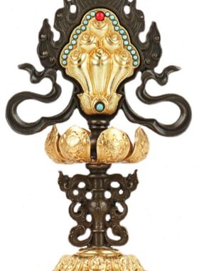 慧宝七政宝摆件家居创意工艺用品客厅桌面铜制轮王七珍宝紫檀摆放