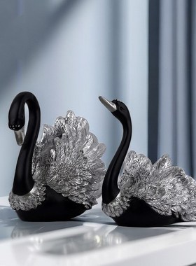 高档家居装饰品轻奢黑天鹅收纳盒软装电L视柜酒柜玄关摆设结婚