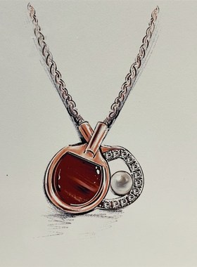 新款原创乒乓球项链小众高级设计感复古个性精T致情侣颈饰项链