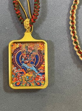 纯铜唐卡a吊坠十二生肖大黑天景区寺院纪念品大黑天配饰铜牌