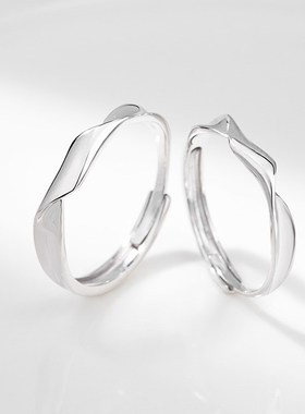 原创莫比乌斯环足银999情侣x戒指男女轻奢高级感素圈520双生结对