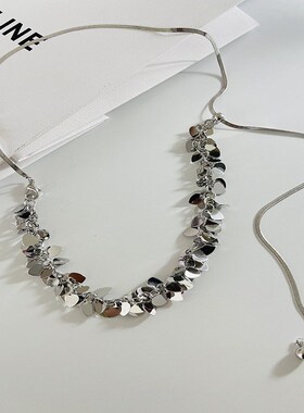 爱心亮片可抽拉项k链女原创设计感锁骨链网红轻奢银色气质时尚颈