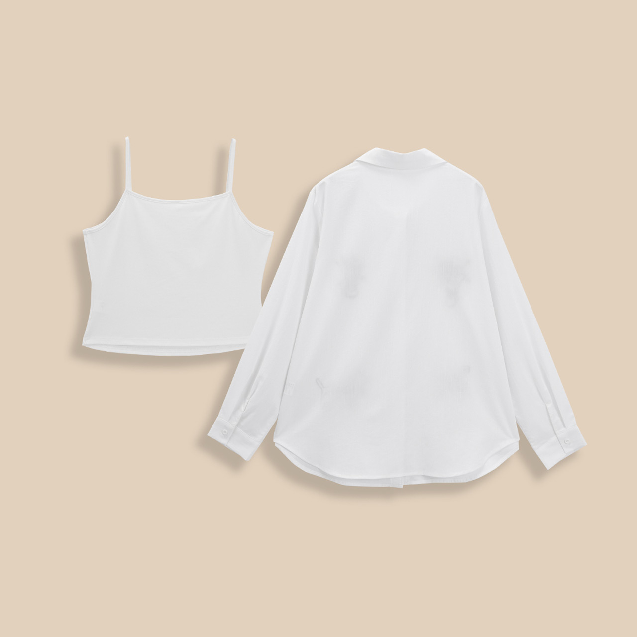 IEF/爱依服【大码女装】巨好看两件套上衣2025夏秋白衬衫吊带背心 - 图0