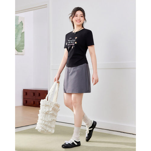 IEF/爱依服【微胖】大码女装T恤2026春夏新款炸街独特漂亮打底衫 - 图0