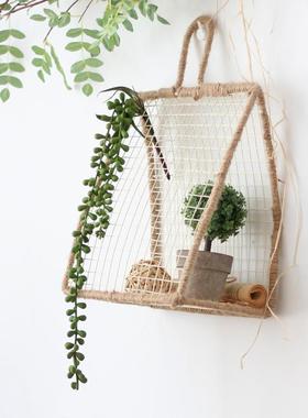 觅点 手工铁线 线编织艺术壁挂创意装饰摆饰桌面小物件收纳筐杂货