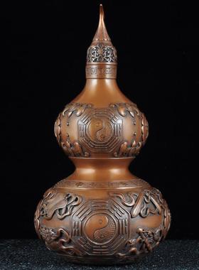 仿古紫铜葫芦摆件家居客厅玄关办公室装饰柜摆设铜工艺品开业礼品