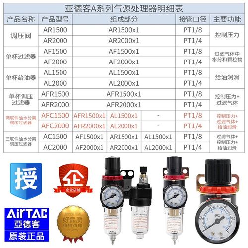 原装亚德客气源处理器二联件AFC过滤器AFR油水分离器AR2000调压阀 - 图0