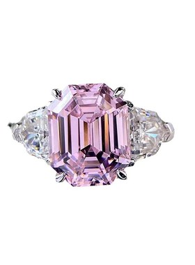 珠宝 2023新款9t2纯5银高级粉钻戒指时尚百搭气质欧美风戒指