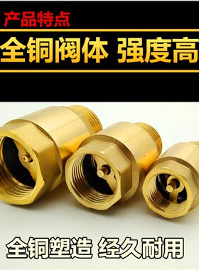 全铜内外丝止回阀4分6分1寸外丝流向内丝止回阀全铜杆铜阀芯DN15