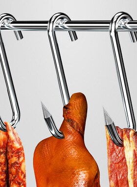 腊肉挂钩S型不锈钢晾晒猪肉钩子烤鸭香肠专用实心加粗大号尖头S勾