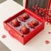 Palace red modified toast tea cup wedding tea set wedding dowry ceramic pair of bowls and chopsticks new Chinese wedding supplies