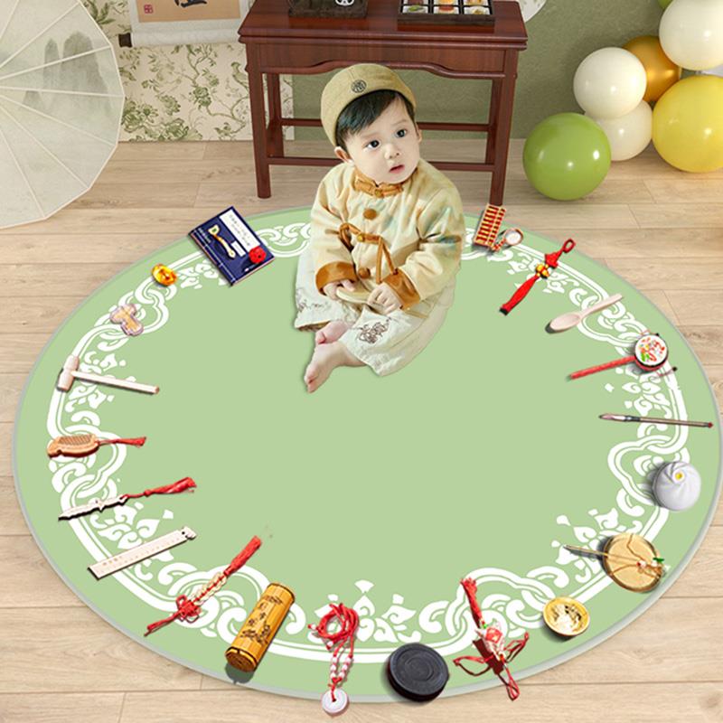 抓周道具用品男女宝宝一周岁礼仪式布置全套装儿童生日抓阄地垫毯 - 图1