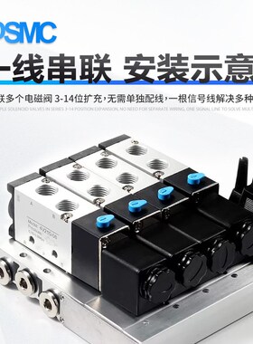 气动电磁阀总线阀岛阀板底4V210-08集成座汇流板阀组200M集线24V