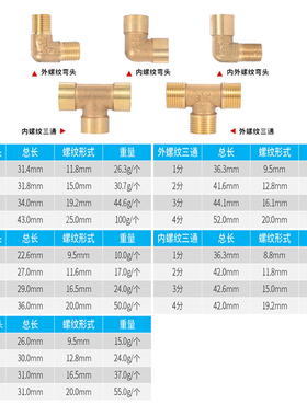 铜弯头二通三通接头直角喇叭口双通双头免焊延长空调铜管对接头