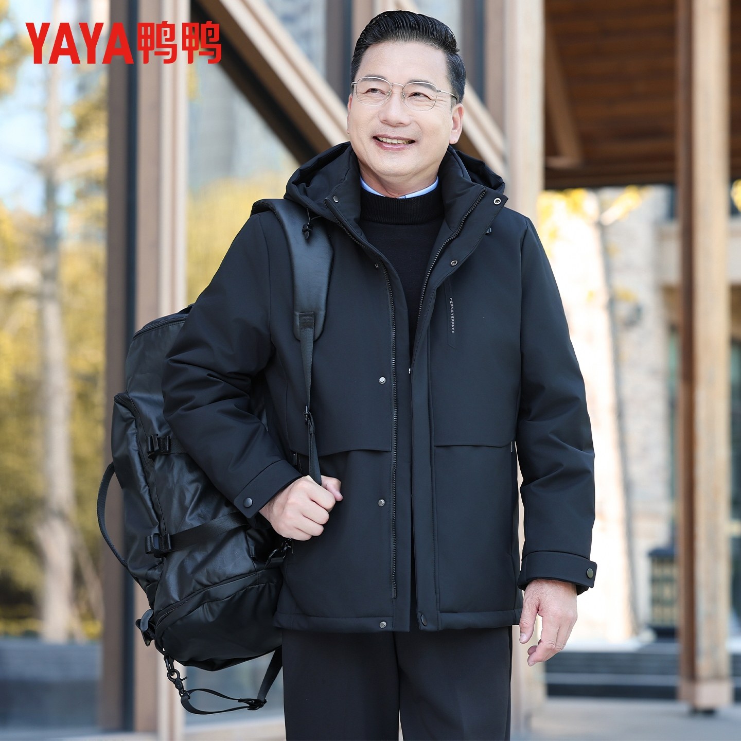 鸭鸭中老年男款加厚羽绒服