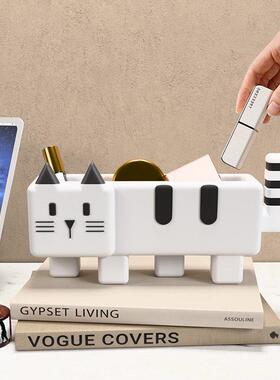 创意猫咪遥控器收纳盒摆件客厅高级感小众装饰品家居好物置物架
