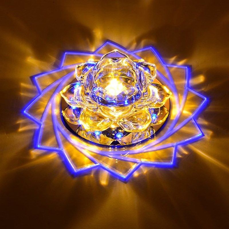 七彩莲花水晶过道走廊灯玄关入户门厅灯led客厅吊顶天花射灯筒灯,淘宝优惠券,粉丝福利购,淘宝优惠卷