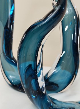 现代简约水晶玻璃飘带摆件样板房售楼部客厅玄关家居高档软装饰品