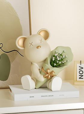 创意捧花暴力熊玄关摆件旺宅装饰客厅电视柜酒柜入户乔迁新居礼物