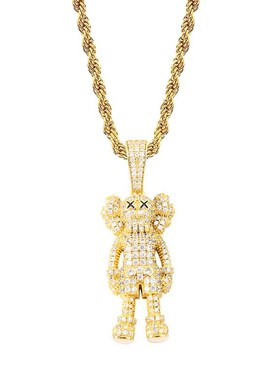 欧美INS爆款芝麻街卡通玩偶实心吊坠满锆石嘻哈X潮人项链饰品