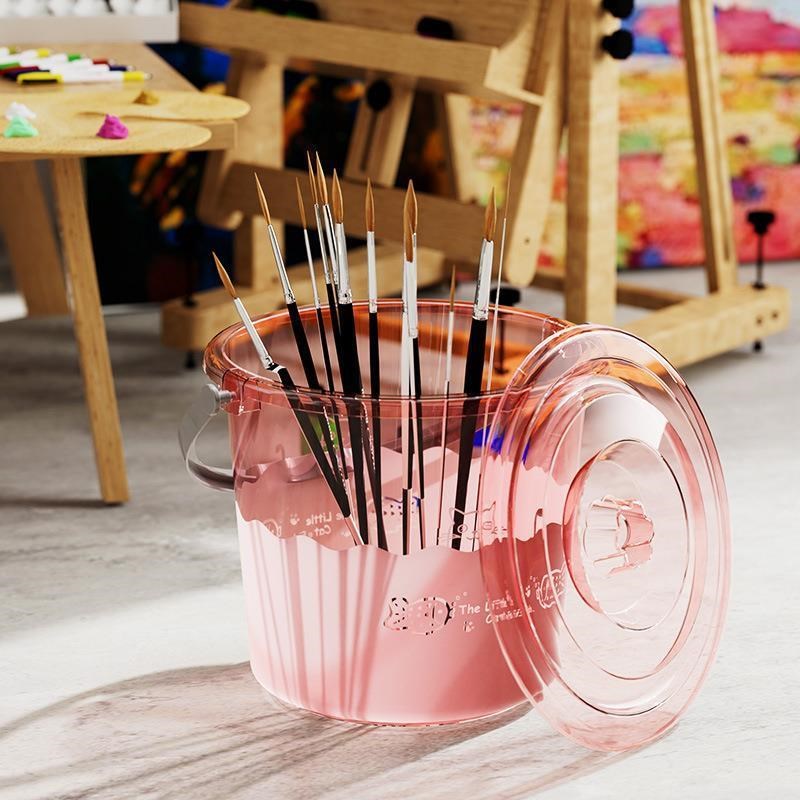 加厚塑料小水桶带盖家用装水桶提水桶少儿美术小桶玩具桶 - 图2