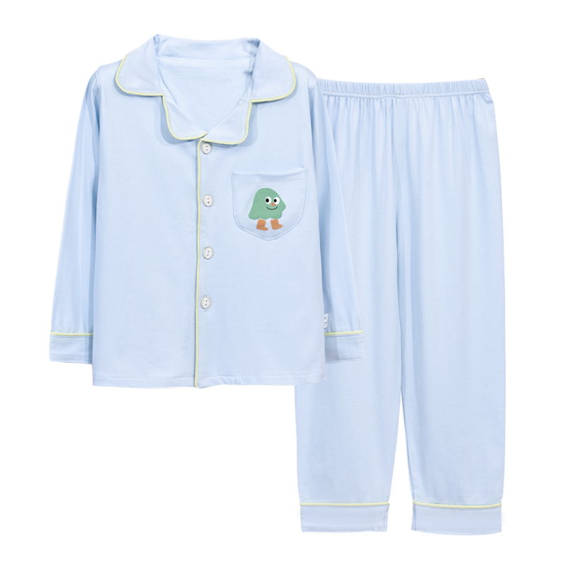 红豆儿童睡衣春秋款长短袖开襟女孩棉服家居套装男童女童中大童 - 图3