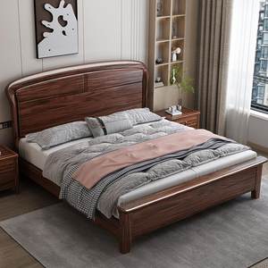 联邦家具乌金木全实木大床新中式主卧现代简约1.8米1.5