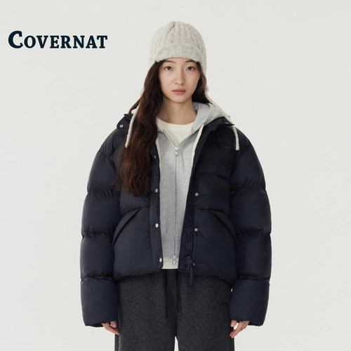 【允智同款】COVERNAT短款羽绒服保暖加厚鸭绒外套韩版休闲百搭 - 图1