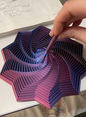 3d打印六方塔六边形螺旋塔解压玩具视错觉立体套环星萝卜塔桌面件