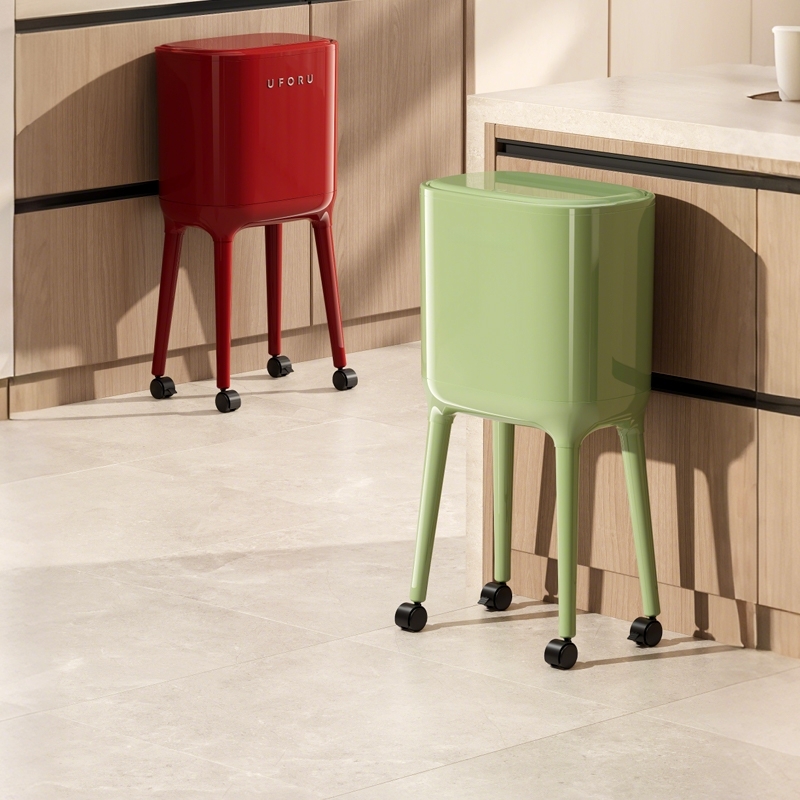 厨房垃圾桶专用家用2025新款高颜值带盖可移动大容量免弯腰高脚 - 图1