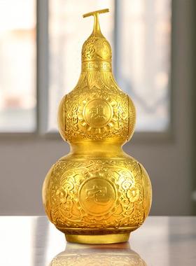 镇宅之宝铜葫芦摆件家宅平安招财八卦葫芦黄铜家居客厅办公室装饰