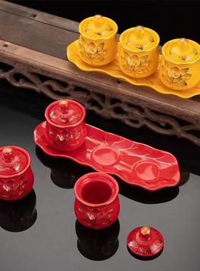 供水杯陶瓷供杯佛堂家用供佛杯佛前贡杯观音净水杯佛家圣莲花水杯