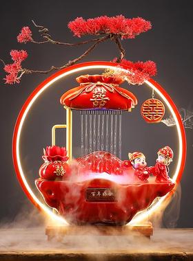 创意结婚礼物送新人闺蜜情人节礼品陶瓷流水摆件家居客厅婚房装饰