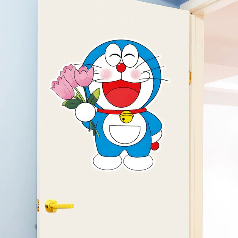 哆啦a梦贴纸门贴房间衣柜子冰箱装饰贴画墙面遮丑瑕补洞卡通贴纸 - 图0