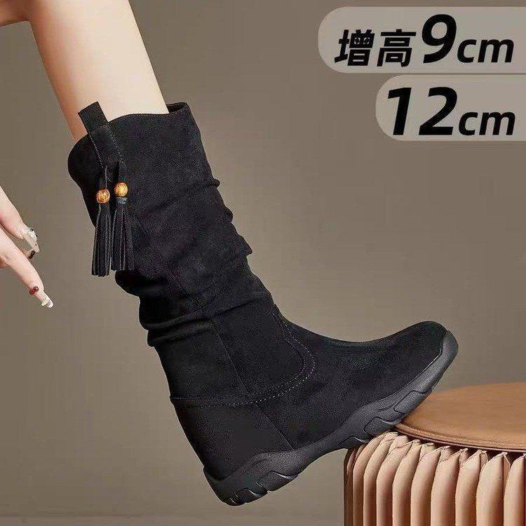 内增高不过膝长靴女2025秋新款复古口堆堆靴12厚底显瘦马丁靴,淘宝优惠券,粉丝福利购,淘宝优惠卷