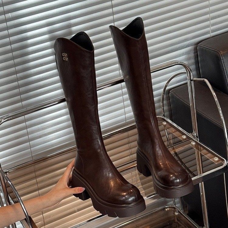 2025新款厚底口长筒骑士靴女新款加绒棉鞋瘦瘦靴高筒长靴大筒围,淘宝优惠券,粉丝福利购,淘宝优惠卷
