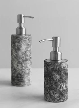 轻奢创意马毛金属洗手液瓶子样板间高端酒店卫浴装饰罐台面摆件品