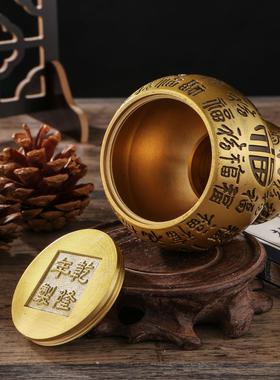 中式精雕空心底开口大号百福铜葫芦客厅桌面摆件开业送礼铜器