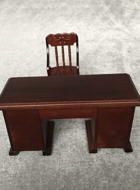 甄选1:12娃娃屋miniature furniture木质迷你家具复古书房场景书