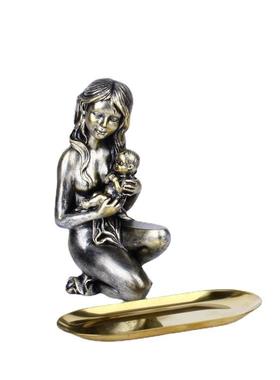 爆款自创母亲节礼品母子相拥树脂工艺品收纳酒柜书房装饰摆件