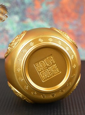 宏达 全黄铜四神兽铜葫芦家居办公室装L饰品龙头葫芦铜器摆件