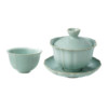 Qingdan Ru Kiln Sancai bowl teacup set gift box