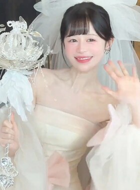 十樱婚礼权杖蓝色岛屿新娘结婚定制团扇手捧花diy材料包
