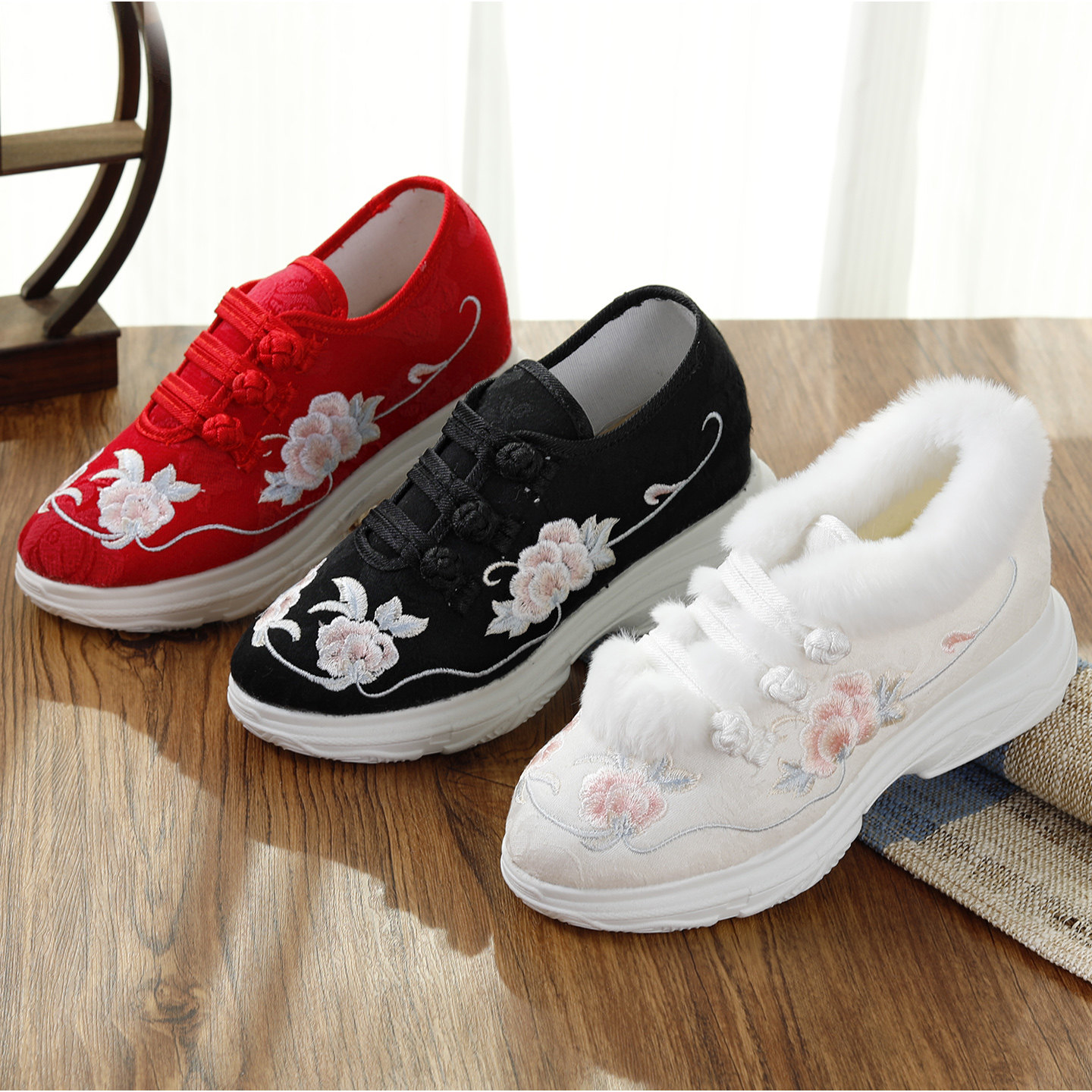 秋冬老北京棉鞋绣花毛口加绒加厚软底运动鞋配汉服休闲低帮女鞋子,淘宝优惠券,粉丝福利购,淘宝优惠卷