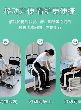 老人坐便椅家用孕妇专用卫生间蹲便器移动马桶移位器带轮洗澡椅