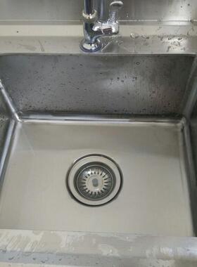 商用水池带平台落地304不锈钢单槽洗菜盆洗碗池家用带支架操作台