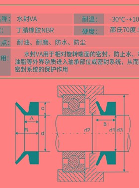 丁晴水封VA110-VA200防水黑色橡胶防漏机械配件水封密封圈 耐磨