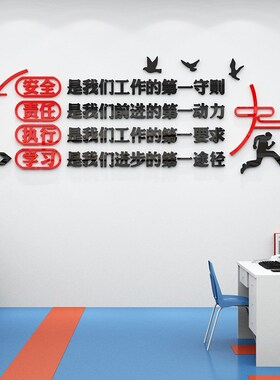 企业文化墙工厂车间安全生产标语办公室墙面装饰公司背景励志墙贴