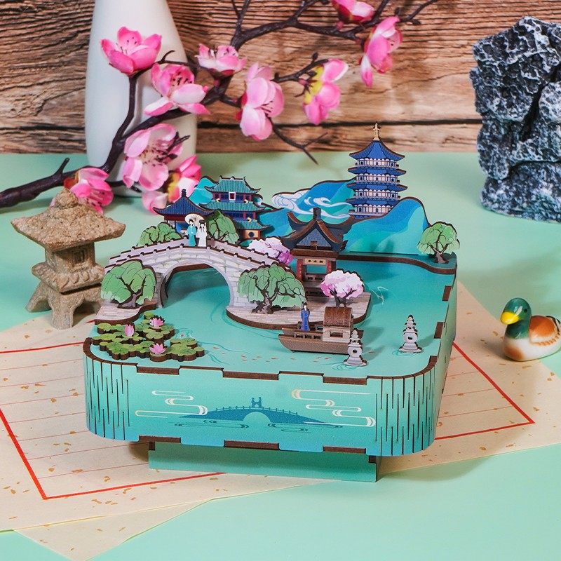 同趣地域特色文创纪念品八音盒diy拼图积木拼装音乐盒生日礼物女,淘宝优惠券,粉丝福利购,淘宝优惠卷